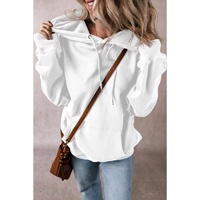 White Fleece Lined Kangaroo Pocket Drawstring Chunky Hoodie - S thumbnail