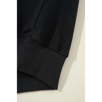 Black Fleece Lined Kangaroo Pocket Drawstring Chunky Hoodie - L thumbnail