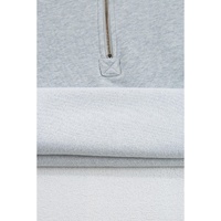 Light Grey Fleece Lined Half Zipper Kangaroo Pockets Loose Hoodie - 2XL thumbnail