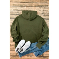 Moss Green Fleece Lined Half Zipper Kangaroo Pockets Loose Hoodie - 2XL thumbnail