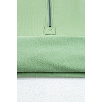 Smoke Green Fleece Lined Half Zipper Kangaroo Pockets Loose Hoodie - 2XL thumbnail