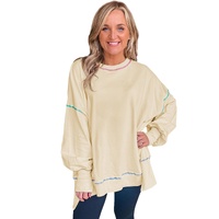 Contrast Stitching Split Baggy Sweatshirt - L thumbnail