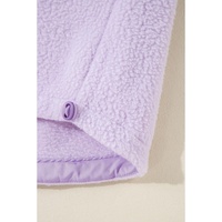 Lavendula Zipped Patch Pocket Fuzzy Drawstring Hoodie - L thumbnail