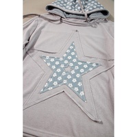 Beau Blue Floral Patchwork Star Pattern Drawstring Hoodie - 2XL thumbnail