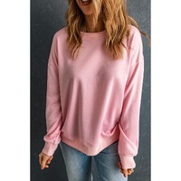 Pink Solid Classic Crewneck Pullover Sweatshirt - M thumbnail