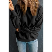 Black Solid Classic Crewneck Pullover Sweatshirt - M thumbnail
