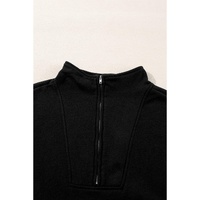 Black Zip-up Stand Neck Kangaroo Pocket Sweatshirt - M thumbnail