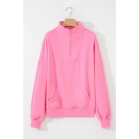 Bonbon Zip-up Stand Neck Kangaroo Pocket Sweatshirt - L thumbnail