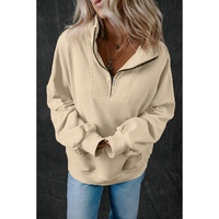 Smoke Gray Zip-up Stand Neck Kangaroo Pocket Sweatshirt - 2XL thumbnail