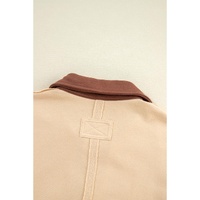 Light French Beige Striped Colorblock Patchwork Collar Sweatshirt - 2XL thumbnail