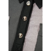 Gray Colorblock Ribbed Collared Oversized Sweatshirt - S thumbnail