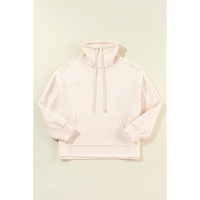Apricot Drawstring Turtleneck Dolman Sleeve Sweatshirt - L thumbnail