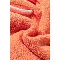 Orange Colorblock Half Zipper Stand Neck Sherpa Sweatshirt - S thumbnail