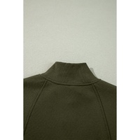 Jungle Green Zipped Neck Pullover Drop Shoulder Sweatshirt - L thumbnail