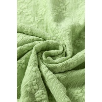 Light Green Solid Color Textured Side Split Crew Neck Blouse - L thumbnail