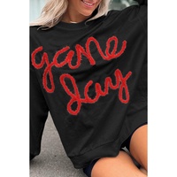 Black Tinsel Game Day Drop Shoulder Graphic Sweatshirt - L thumbnail