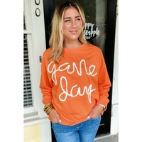 Russet Orange Tinsel Game Day Drop Shoulder Graphic Sweatshirt - L thumbnail