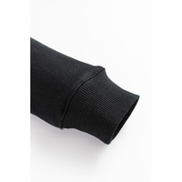 Black Drop Shoulder Crisscross Stitching Pocketed Loose Sweatshirt - L thumbnail