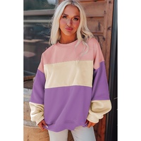 Meadow Mauve Colorblock Patchwork Drop Shoulder Sweatshirt - 2XL thumbnail