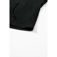 Black Solid Kangaroo Pocket Half Zipper Oversized Hoodie - M thumbnail