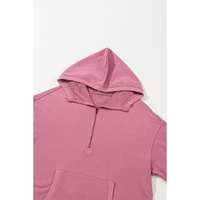 Valerian Solid Kangaroo Pocket Half Zipper Oversized Hoodie - 2XL thumbnail