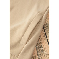 Parchment Solid O Neck High Low Hem Pullover Sweatshirt - L thumbnail