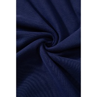 Navy Blue Solid O Neck High Low Hem Pullover Sweatshirt - L thumbnail
