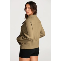 Brown Quarter Zip Stand Neck Kangaroo Pocket Sweatshirt - S thumbnail