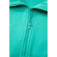 Aruba Blue Quarter Zip Stand Neck Kangaroo Pocket Sweatshirt - L thumbnail
