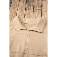 Parchment Quarter Zip Stand Neck Kangaroo Pocket Sweatshirt - L thumbnail