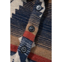 Brown Western Aztec Collared Button-up Sweatshirt - S thumbnail