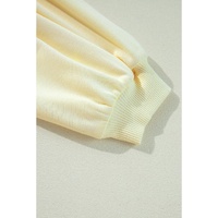 Beige Tinsel Flower Dropped Puff Sleeve Sweatshirt - XL thumbnail