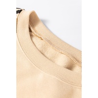 Beige Contrast Striped Patchwork Drop Shoulder Loose Sweatshirt - M thumbnail