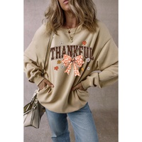 Parchment THANKFUL Leopard Bow Fall Vibe Graphic Sweatshirt - 2XL thumbnail