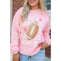 Pink GAME DAY Rugby Football Graphic Pullover Sweatshirt - XL thumbnail