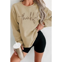 Parchment thankful Embroidered Drop Shoulder Pullover Sweatshirt - L thumbnail