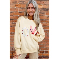 Apricot LOVE PATCH Graphic Oversized Sweatshirt - S thumbnail