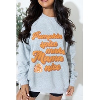 Gray Pumpkin Spice Makes Mama Nice Round Neck Sweatshirt - S thumbnail