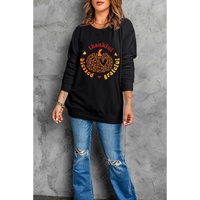 Black Leopard Pumpkin thankful blessed grateful Print Sweatshirt - M thumbnail