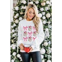 Beige Santa Claus Bowknot Pattern Christmas Sweatshirt - XL thumbnail
