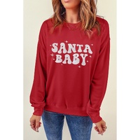 Red SANTA BABY Embroidered Crewneck Christmas Sweatshirt - 2XL thumbnail
