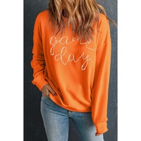 Orange Rhinestone game day Pattern Drop Shoulder Sweatshirt - L thumbnail