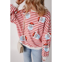 Orange Stripe Striped Sequin Santa Claus Pattern Christmas Pullover Sweatshirt - L thumbnail