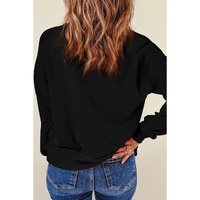 Black Glitter SPOOKY Ghost Pattern Crew Neck Halloween Sweatshirt - S thumbnail
