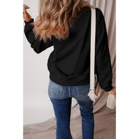 Black Halloween Howdy PUMPKIN Print Crew Neck Pullover Sweatshirt - S thumbnail