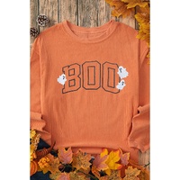 Orange Embroidered BOO Ghost Corded Halloween Sweatshirt - L thumbnail