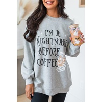 Gray I'M A NIGHTMARE BEFORE COFFEE Graphic Crewneck Sweatshirt - S thumbnail