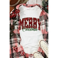 Beige MERRY Christmas Heat Transfer Printing Crewneck Pullover Sweatshirt - M thumbnail