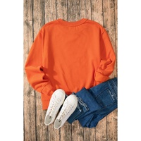 Russet Orange Glittering Pumpkin Season Graphic Drop Shoulder Pullover Sweatshirt - L thumbnail