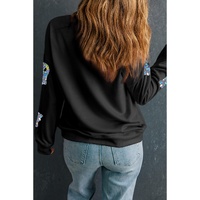 Black Glitter Ghosts Pattern Long Sleeve Halloween Sweatshirt - S thumbnail